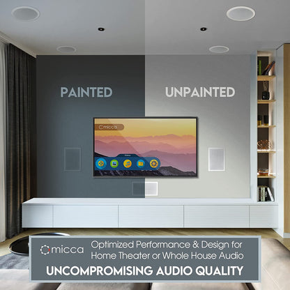 M-6S 6.5 Inch 2-Way In-Wall Speaker for Home Theater, Whole House Audio, Indoor or Covered Outdoor Areas, 6.5" Poly Woofer, 1" Pivoting Silk Tweeter, White, Paintable, Each