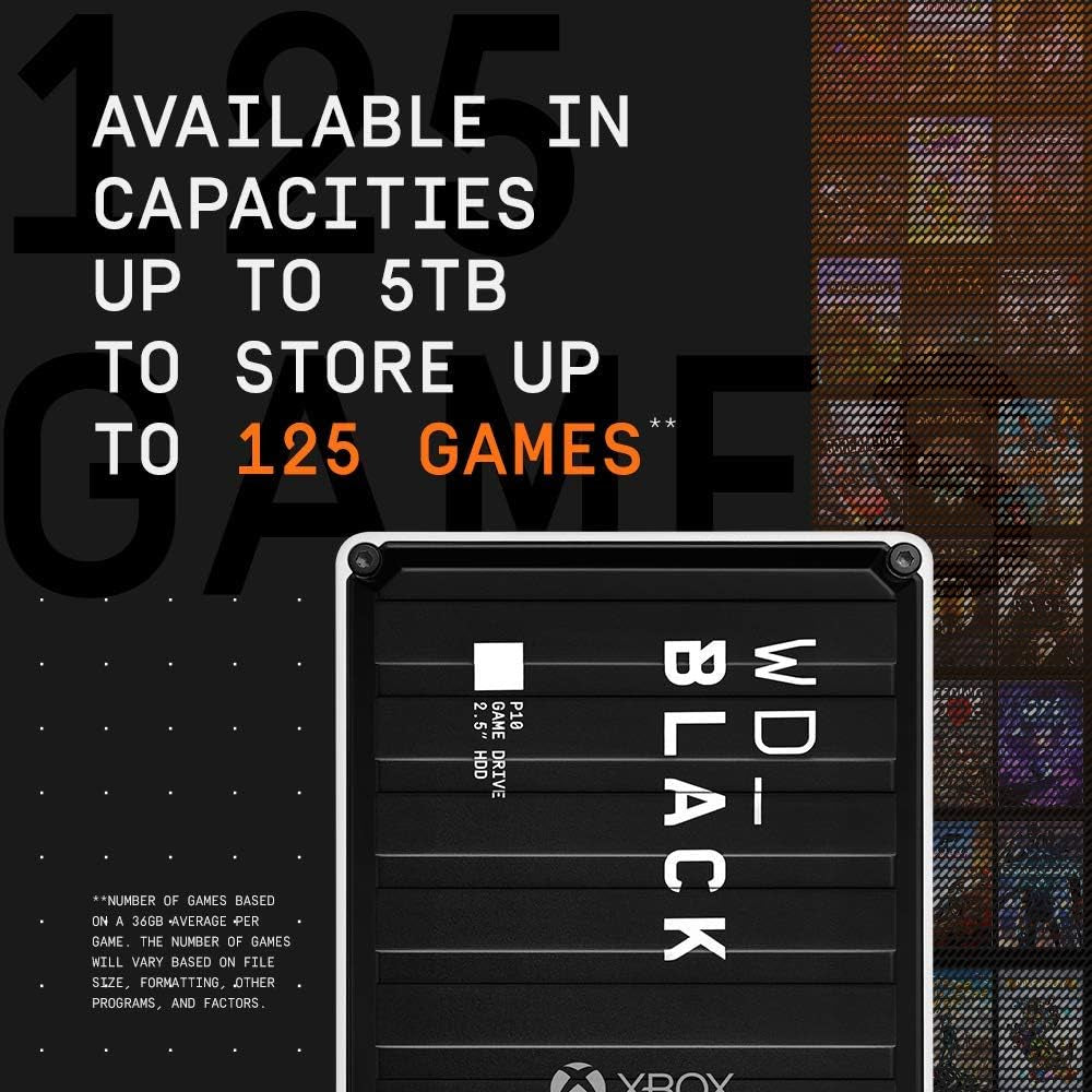 4TB P10 Game Drive for Xbox - Portable External Hard Drive HDD with 1-Month Xbox Game Pass - WDBA5G0040BBK-WESN