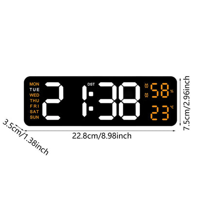 Large LED Digital Wall Clock – With Temperature, Humidity & Week Display